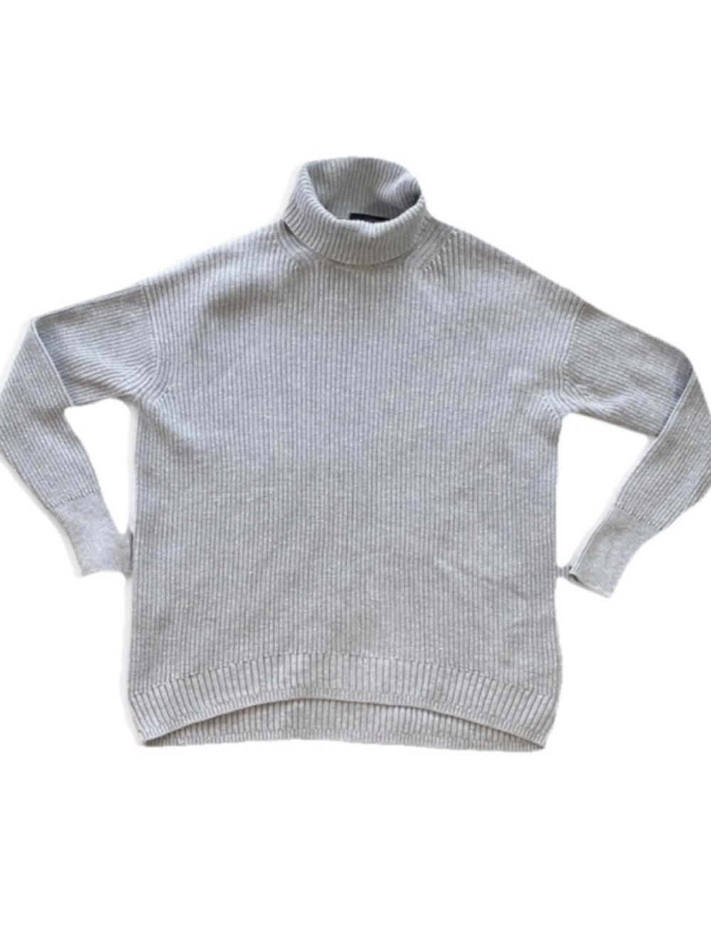 J. Crew Women’s Rib Knit Turtleneck Sweater Gray Cotton/Cashmere Blend Size XS